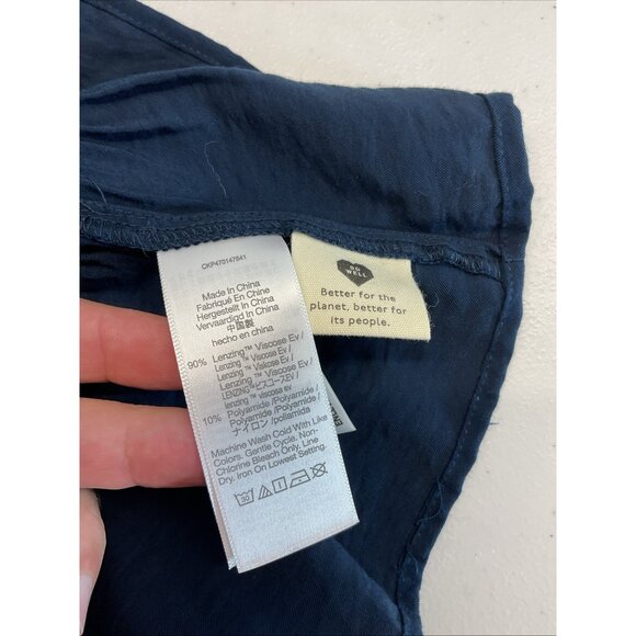 NEW Madewell Sophia Open Back Mini Dress Pockets Blue Balloon Sleeve Boho size L - Picture 12 of 15